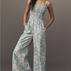 Hutch Sleeveless Smocked Vintage Floral Wide-Leg Jumpsuit